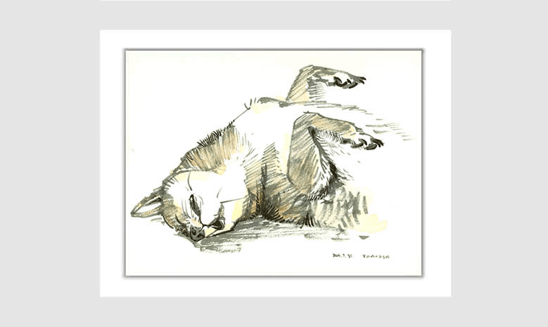 水彩画スケッチ watercolor sketch「すみれのひるね」