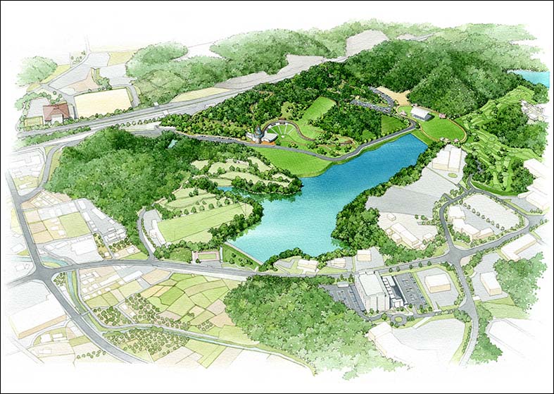 手描き防災公園パース　park perspective drawing