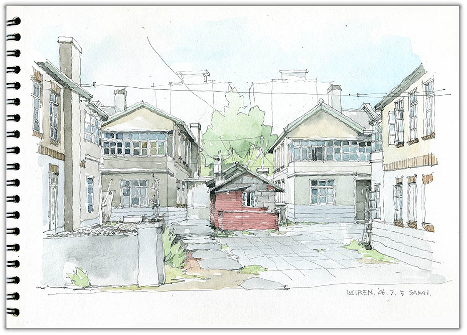 大連街並みスケッチ　Dalian street sketch