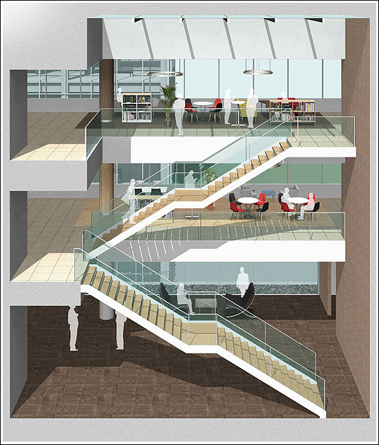企業内観断面パース　Public facilities image rendering
