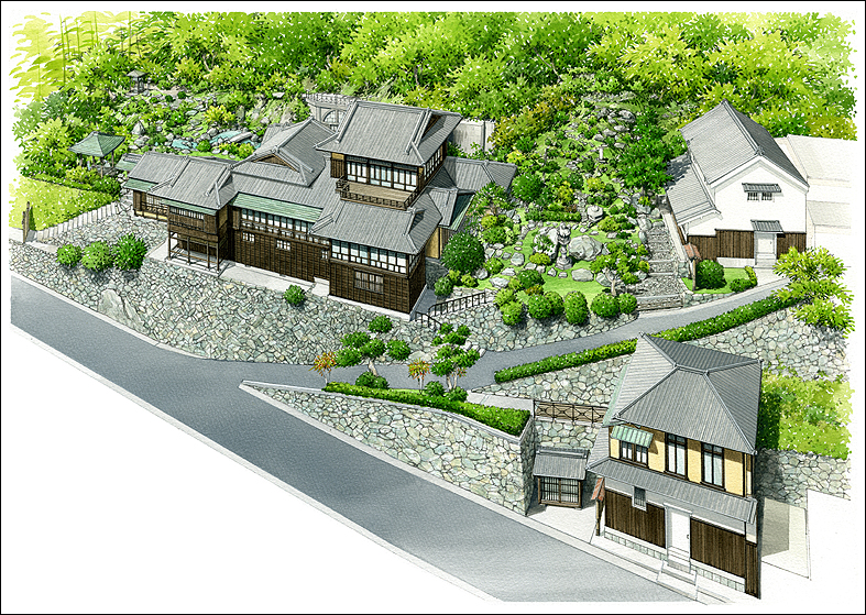 日本家屋イメージパース　historic building perspective drawing