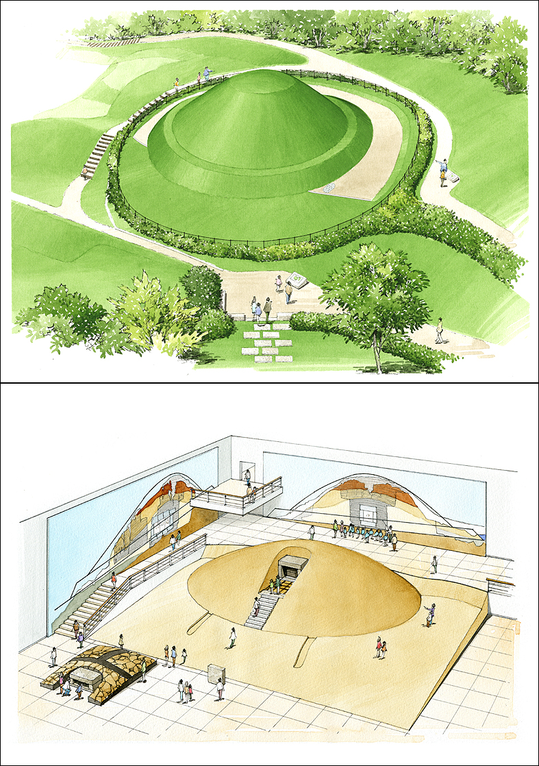 古墳整備パース　ancient tomb perspective illustration