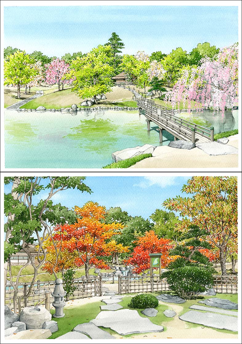 日本庭園パース