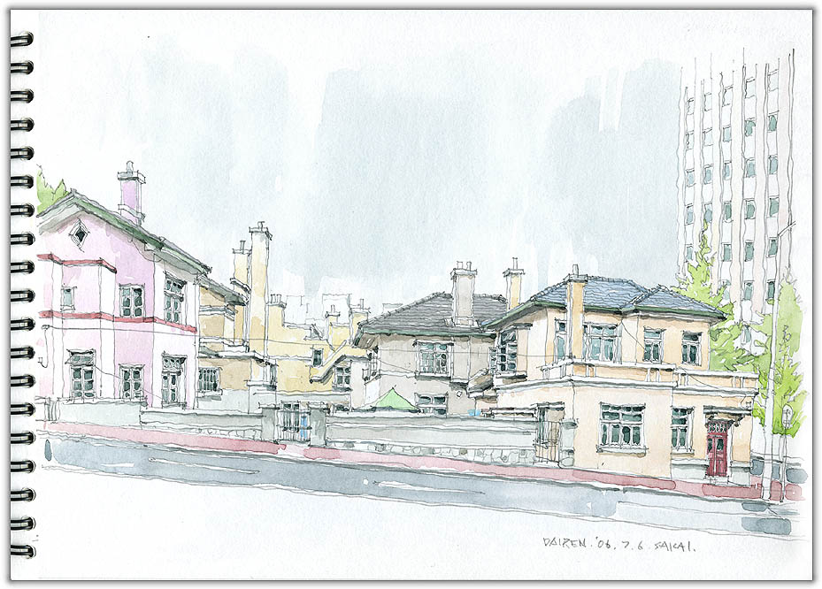大連街並みスケッチ　Dalian street sketch