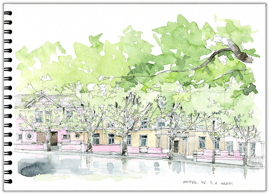 大連街並みスケッチ　Dalian street sketch