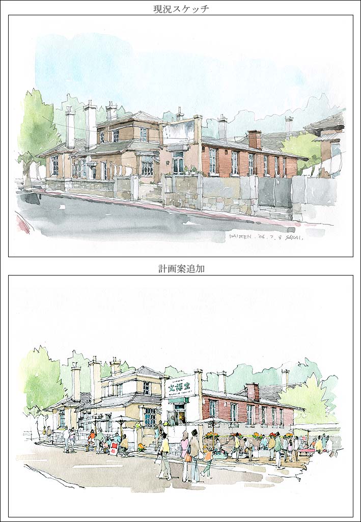 風景画　perspective painted with watercolors