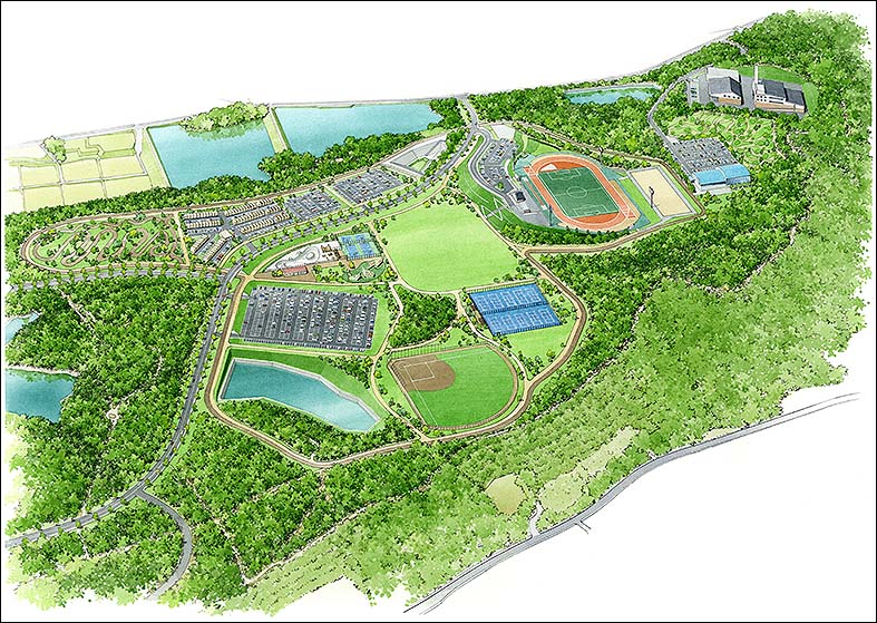 公園鳥瞰パース park perspective drawing