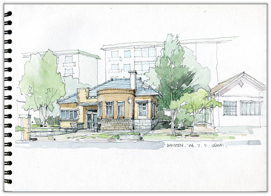 大連街並みスケッチ　Dalian street sketch