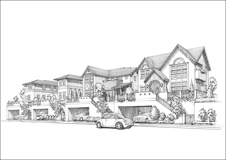 鉛筆パース　住宅　perspective using pencils