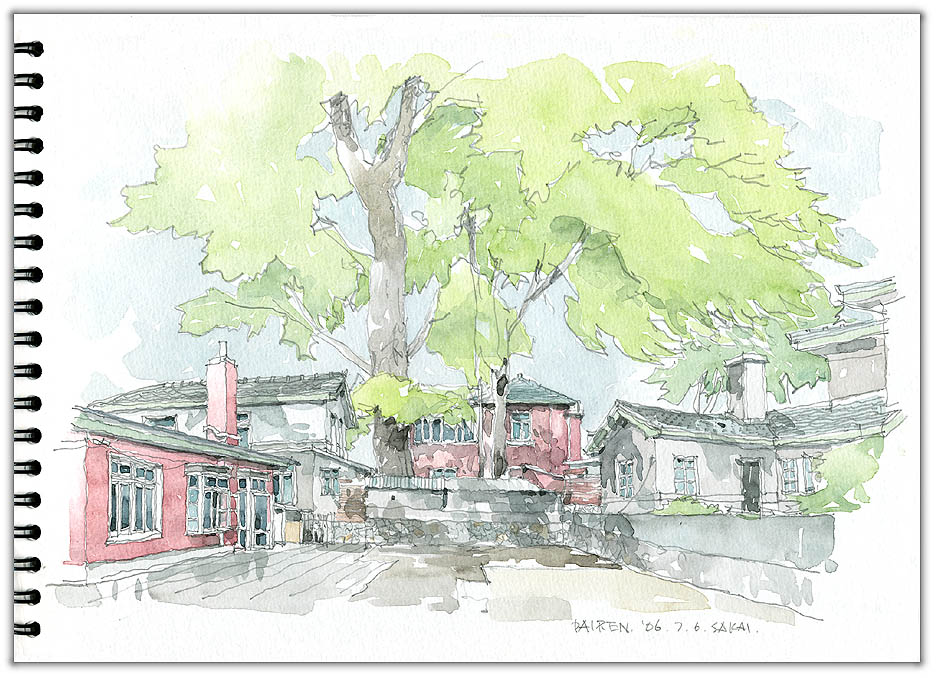 大連街並みスケッチ　Dalian watercolor sketch