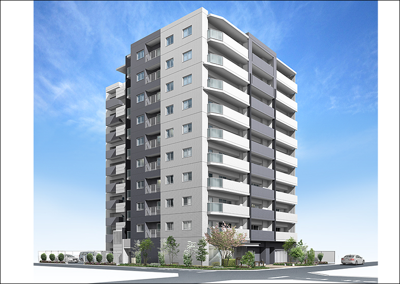 マンション外観パース　architectural rendering