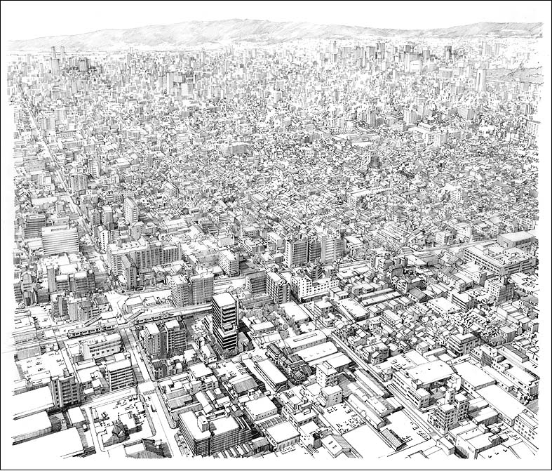 モノクロパース perspective using pencils