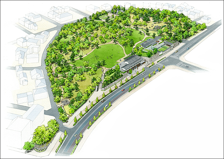 手書き史跡公園パース　park perspective drawing