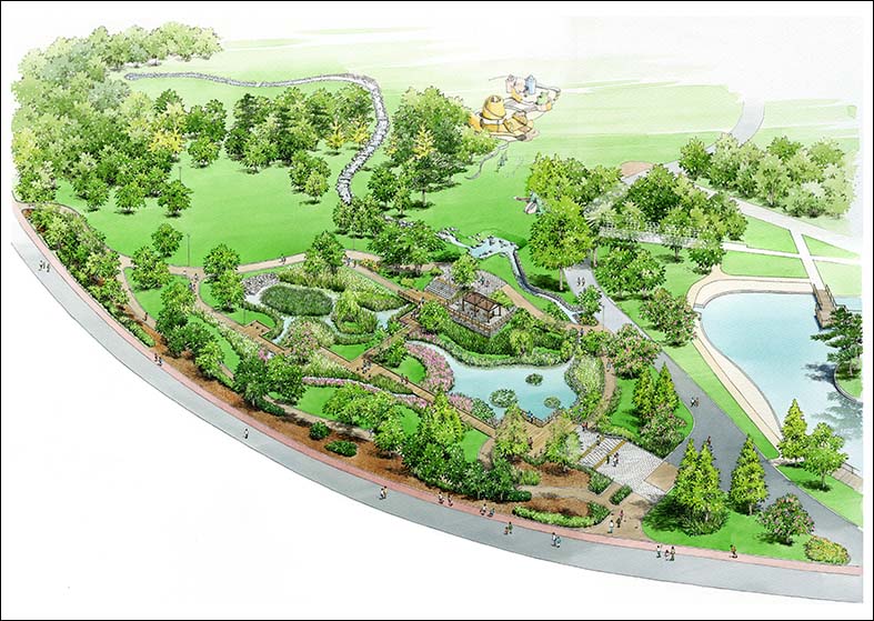 手書き緑地公園パース　park perspective drawing