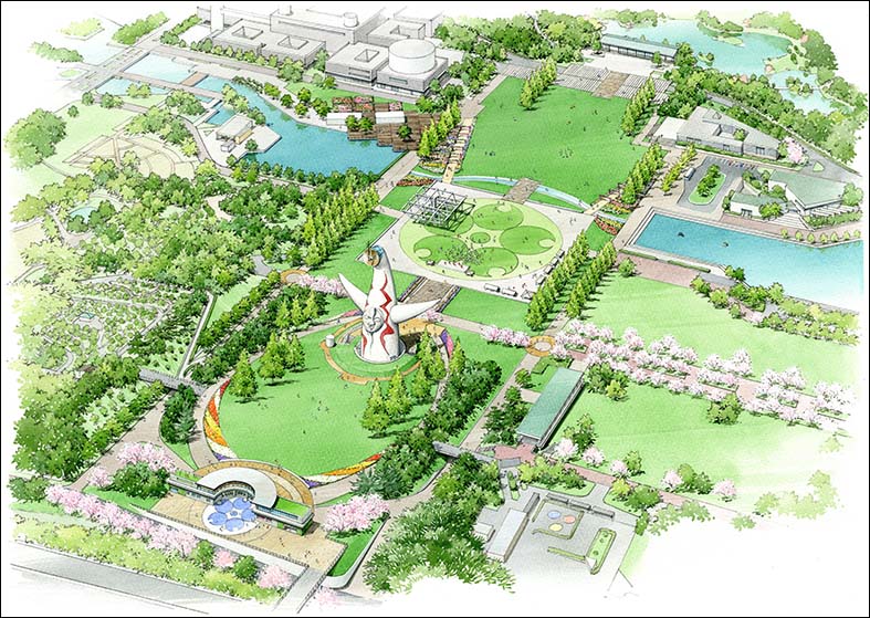 万博記念公園鳥瞰パース
