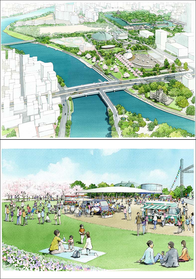 広島中央公園パース urban park perspective drawing