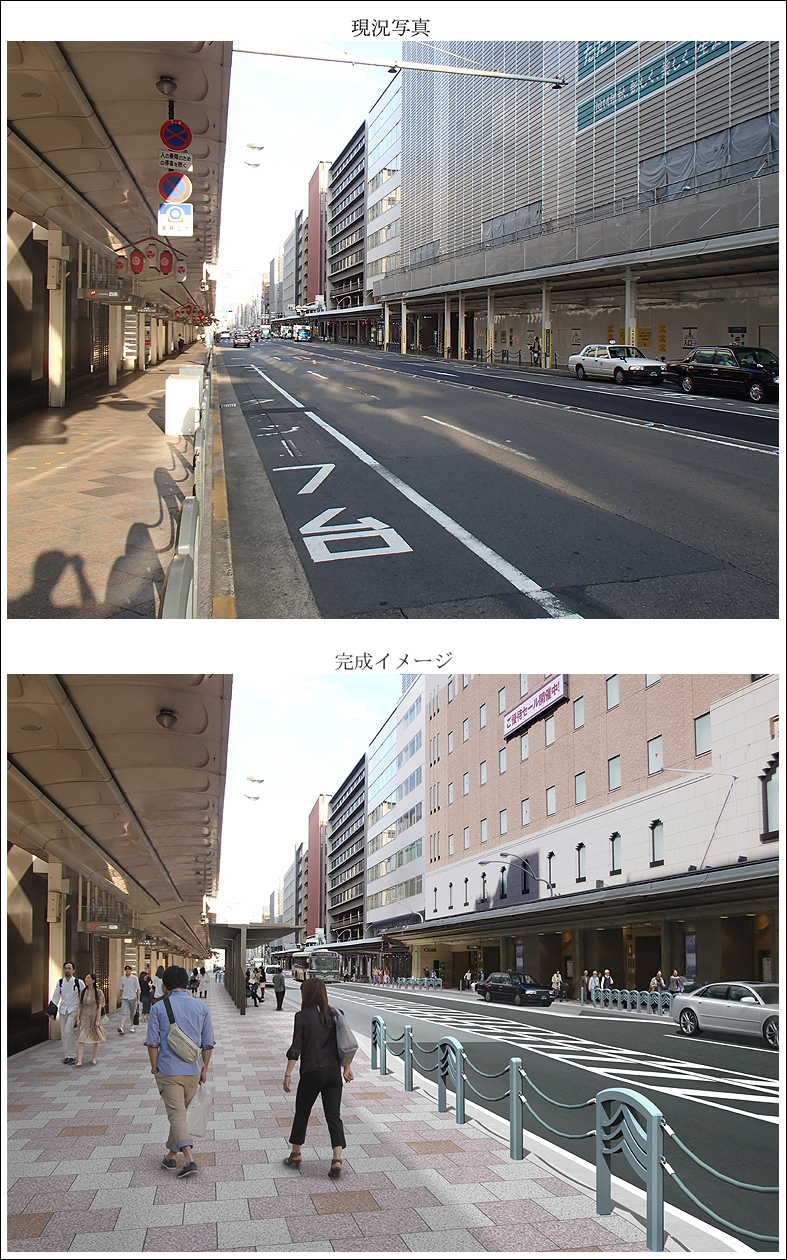 歩道改修完成予想図　sidewalk road perspective, photo montage 