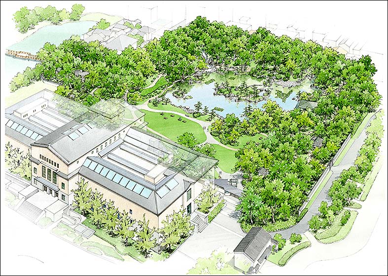 手書き庭園パース　garden perspective drawing