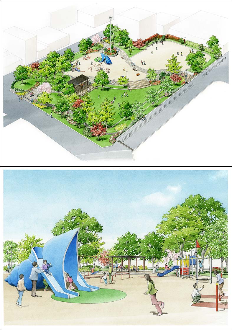 児童公園パース　children's park perspective drawing