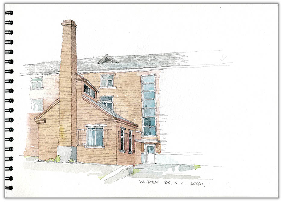 大連街並みスケッチ　Dalian watercolor sketch