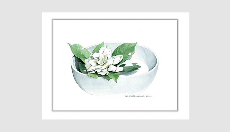 水彩画スケッチ watercolor sketch「クチナシ」