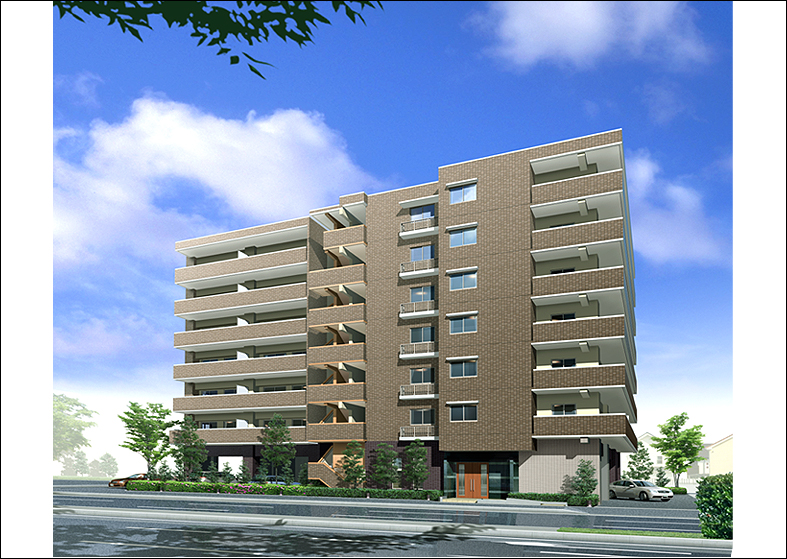 集合住宅パース　architectural rendering