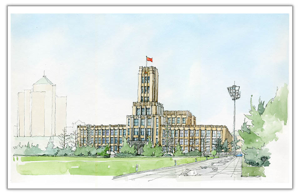 大連街並みスケッチ　Dalian street sketch