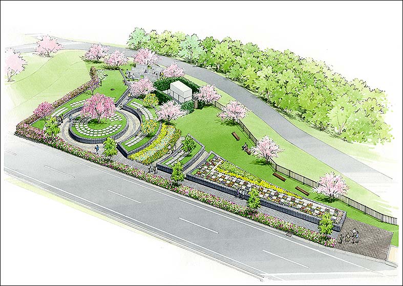 墓苑パース　cemetery perspective drawing