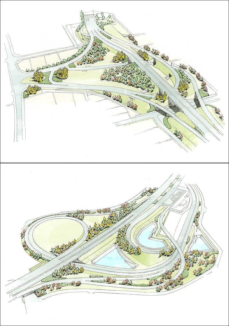 インターチェンジ緑地イメージ　interchange perspective drawing