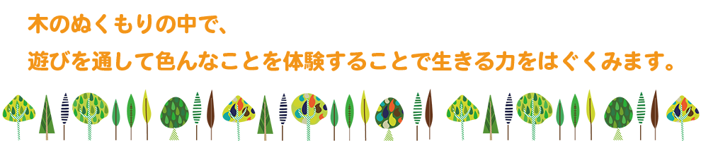 木のぬくもりの中で、遊びを通して色んなことを体験することで生きる力をはぐくみます