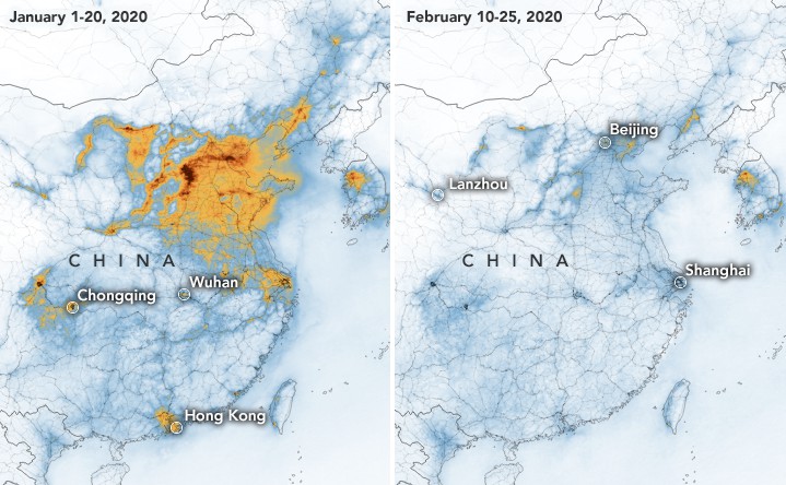 Ciel en Chine suite au Corona