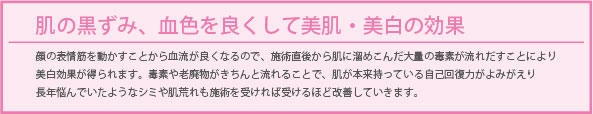 肌の黒ずみ、血色を良くして美肌・美白の効果を表示する／小顔矯正