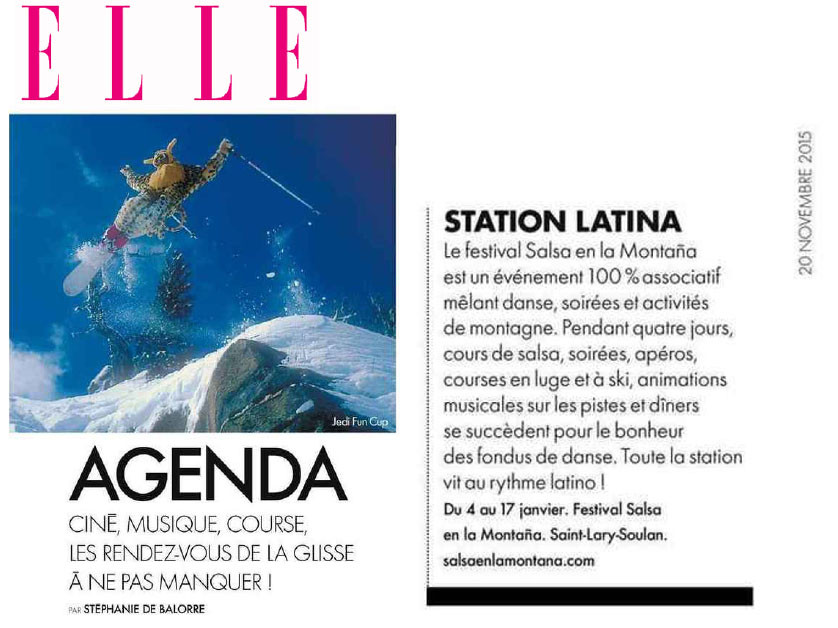 Salsa en la Montaña est dans le magazine ELLE du 20 novembre 2015