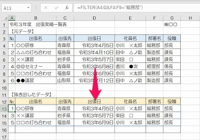 FILTER関数-活用例