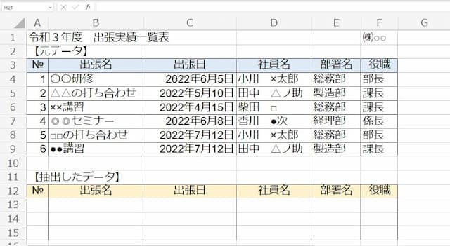 FILTER関数-条件に一致しない 抽出例