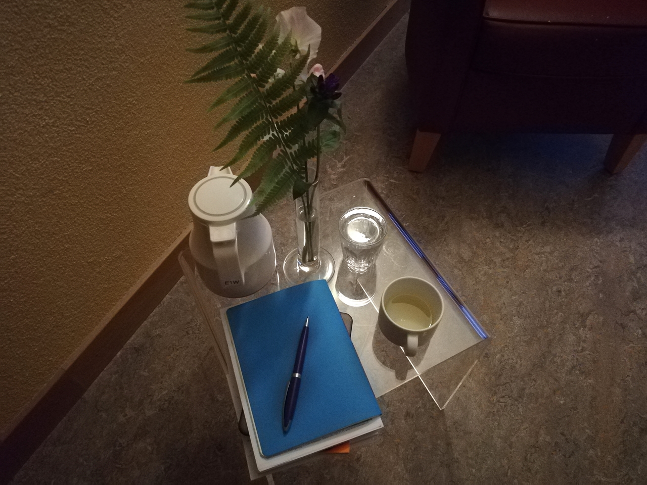 Frühmorgens mit rumtigern im Gang, Melissentee und Reflexion das System runterfahren - Bring down the body system early in the morning by pacing about, with melissa tea and self-reflection