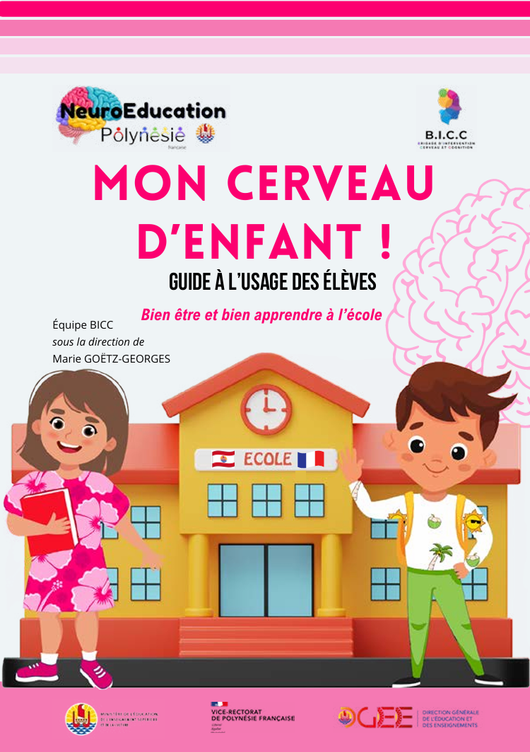 Cerveau de l'enfant. PDF gratuit. Mon cerveau d'enfant. Guide à l'usage des élèves. Bien être et bien apprendre à l'école. Neuro éducation.