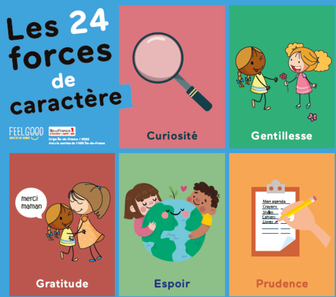 Cartes des forces et des valeurs. Compétences psychosociales. CPS. Empathie. Connaissance de soi. Conscience de soi. PDF gratuit. Psychologie positive. Modèle VIA. Values In Action. CRIPS Ile-de-France