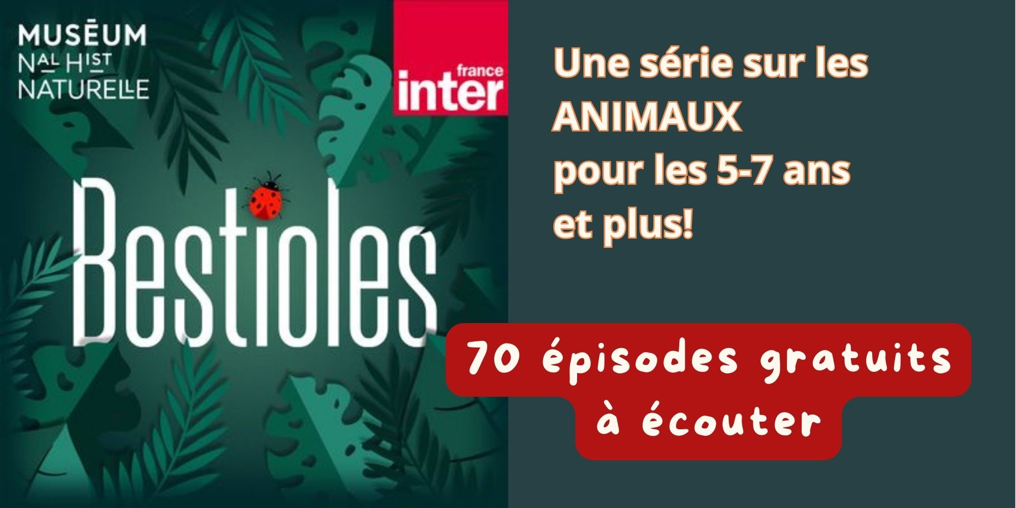 70 podcasts gratuits sur les "BESTIOLES" pour réfléchir sur la nature, les animaux et la vie avec les enfants de 5-7 ans et plus!