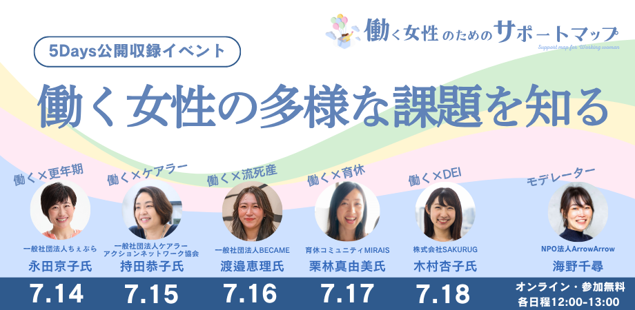 7月14日《働く×更年期》働く場での女性の身体の変化・更年期症状との向き合い方を知る