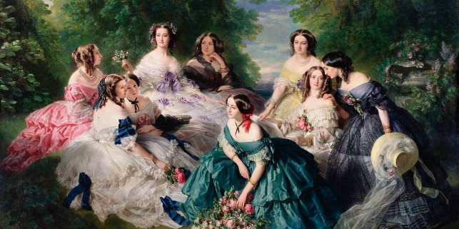 L'impératrice Eugénie  entourée de ses dames d'honneur, par Franz-Winterhalter (1855)