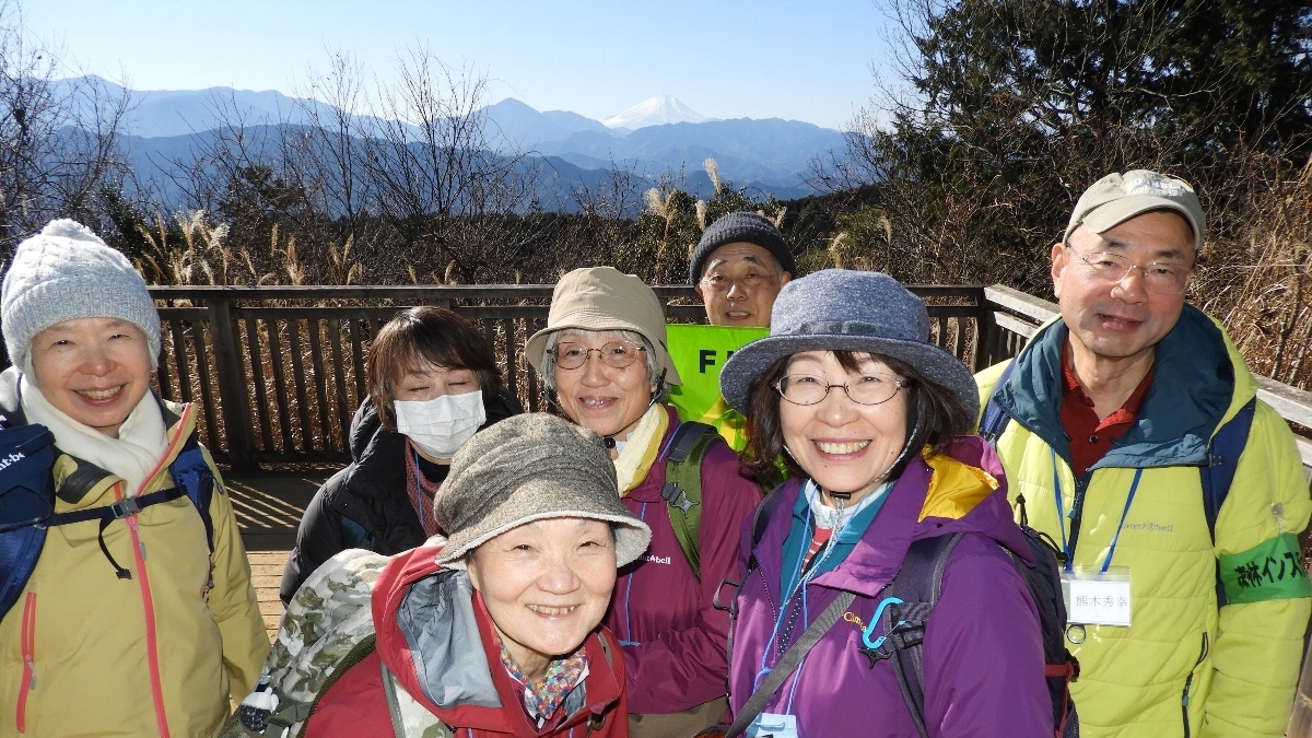 鍛冶 健二郎　(森林ふれあい推進事業 富士山とシモバシラ)一丁平展望台での班の風景　2024年1月9日