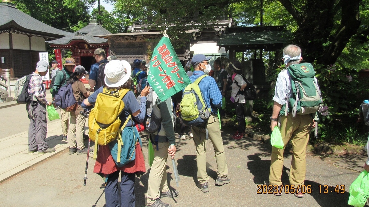 槙田 幹夫　(高尾山GC作戦)ゴミを探しながらボダイジュの花を観察　高尾山　2023年5月6日