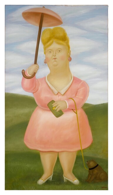 ꧁ Fernando Botero 🇨🇴, Woman with Parasol and Dog, 1977 ꧂