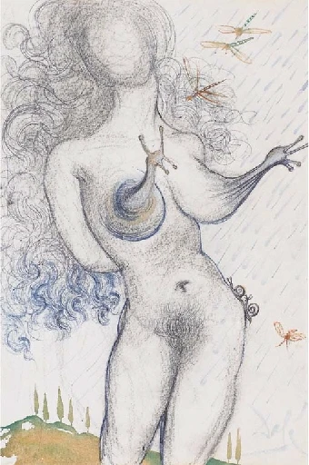꧁ Salvador Dali, Nu aux seins Escargot, 1967 ꧂