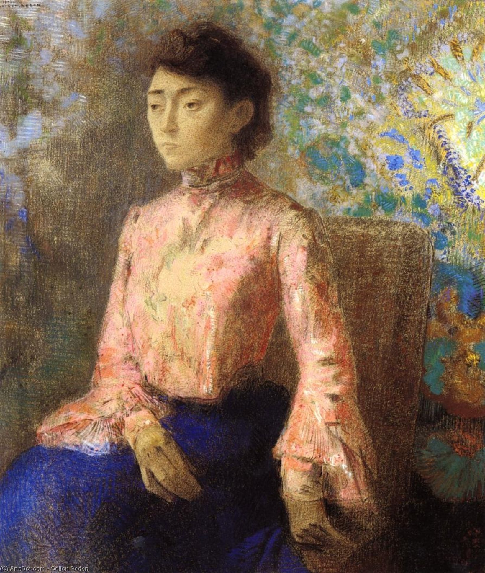 ꧁ Odilon Redon 🇫🇷, Portrait de Jeanne Chaîne, 1903 ꧂