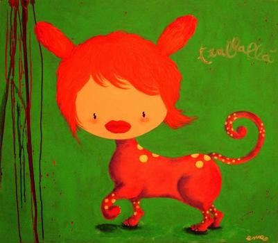 Ibridina Trallallà, 2005 tecnica mista su tela   (cm 80x90)