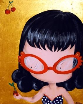 Signorina pinup, 2006 acrilico su tela   (cm 24x30)