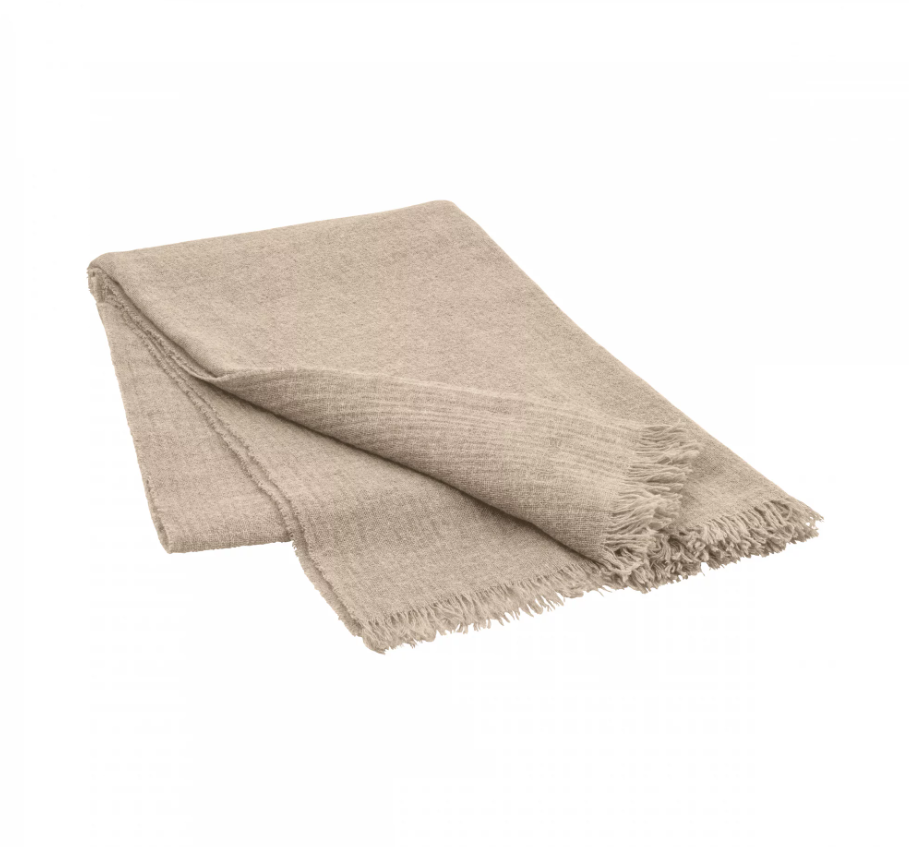 Coperta In Lana Di Alpaca E Merino 140x210 Cm - Morbida E Ipoallergenica, Design Fishbone-Gold