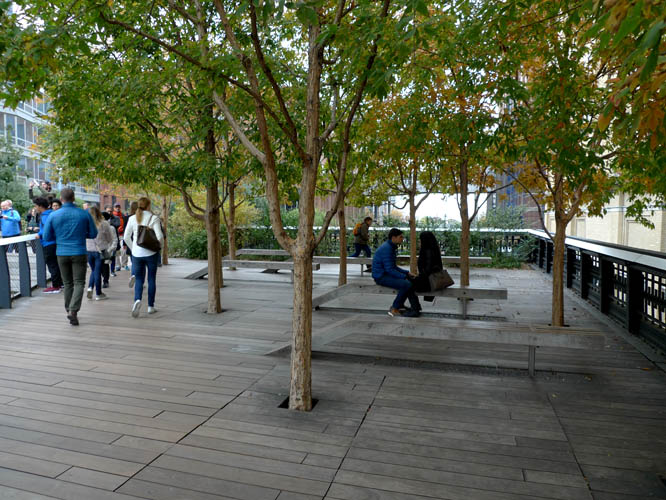 People sitting on benches